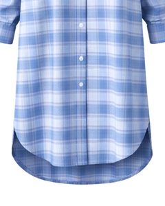Chemise longue à carreaux bleus pour femme, coupe décontractée, boutonnée, tunique à carreaux, fabrication sur mesure, vente en gros - Product Image 6