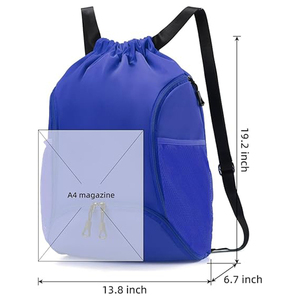 SHAGHAF SPORTS WEAR Custom Blue Microfiber <b>Drawstring</b> Backpack for Men Women | <b>Waterproof</b> Sports Gym <b>Bag</b> | Lightweight Travel - Product Image 2