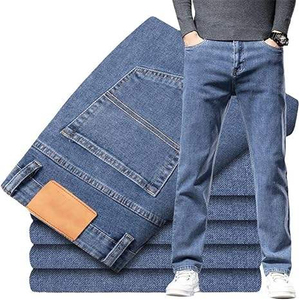 Nouveau Jean en Coton Noir Coupe Droite Taille Moyenne pour Homme Grande Taille 2026 – Pantalon Décontracté Ample à Braguette Boutonnée - Product Image 6