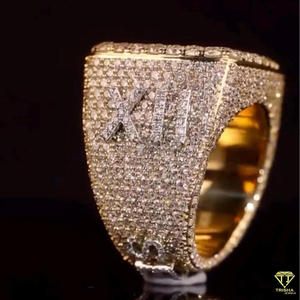 Moissanite Diamond Round Cluster Signet <b>Ring</b> Iced Out Hip Hop Statement <b>Ring</b> Luxury Men's Baguette Halo <b>Cocktail</b> <b>Ring</b> - Product Image 5
