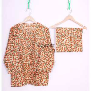 Conjunto de Pijama para Mujer, 100% Algodón Ecológico, Elegante, Modesto, con Estampado Floral, de Alta Calidad, Cómodo, Suave, Pantalones y Camisa Lisos - Product Image 2