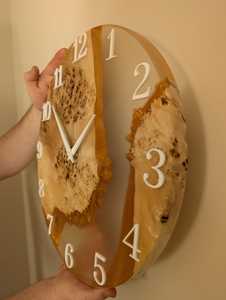 Handmade Wood Resin Wall <b>Clock</b> Large Modern Decor <b>Silent</b> Minimalist Unique Gift Living Room Kitchen Office Art - Product Image 3