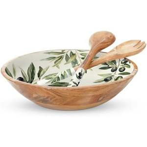 Bol à salade en bois de manguier avec incrustation en émail de qualité supérieure |   Ensemble de bols à fruits en bois écologiques |   Décoration de maison de luxe et vaisselle de service pour la cuisine - Product Image 6