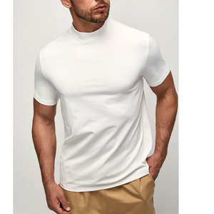 Men's <b>White</b> Short Sleeve O-Neck Solid Color Garment Dyed Modal Knitted <b>T</b>-<b>Shirt</b> Regular Fit Casual Regular Length Breathable Gym - Product Image 1