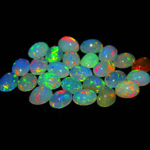 8x10mm opale éthiopienne naturelle Cabochon pierre précieuse Multi feu à dos plat fabrication de bijoux Cabochon pierre multicolore opale éthiopienne - Product Image 3