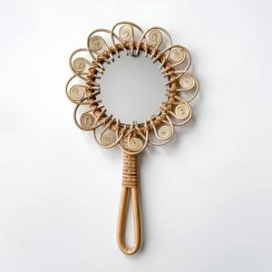 Mini handheld <b>mirror</b> rattan hand held <b>mirrors</b> with petal shape nursery girl room accessories - Product Image 3