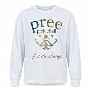 Camiseta de manga larga con cuello redondo para pickleball, unisex, transpirable, con estampado digital, corte regular, camiseta deportiva para pickleball, OEM, ODM, personalizada - Product Image 1