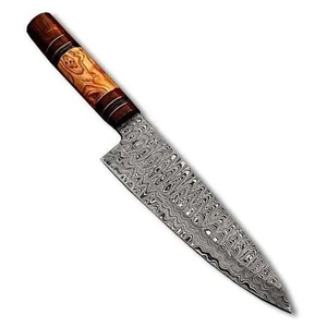 Juego de Cuchillos de Chef Profesionales de Acero de Damasco Hechos a Mano por Ahmad Fabric, 3 Piezas, Mango de Resina, Funda de Cuero, Diseño Moderno, Personalizable - Product Image 2