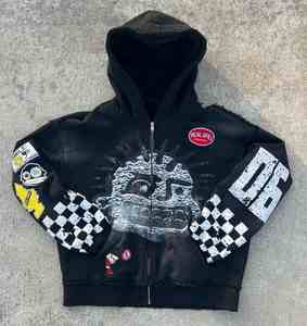 OEM Unisex 600GSM Peso Pesado DTG Impresión Cremallera Sudaderas Personalizado Digital Directo Imprimir Sudadera Vintage Zip up Sudadera con capucha - Product Image 5