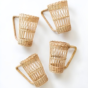 Handmade Weaving Pouring Pitcher Jug Rattan <b>Wrap</b> Pitchers glassware Accessories Cup Holder Covers - Product Image 1
