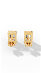 ต่างหูเพชรทรงเหลี่ยมมรกตแบบเม็ดเดี่ยว ทอง 10K งานหรูหรา จำหน่ายส่งเครื่องประดับคุณภาพสูง - Product Image 6