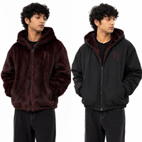 Sweat à capuche zippé réversible en fausse fourrure surdimensionné de haute qualité pour homme, avec logo brodé personnalisé, décontracté, pour l'hiver, vente en gros