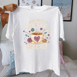 Camiseta cómoda de algodón puro para mujer Tea Crochet - Product Image 2