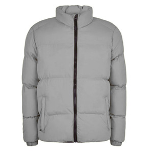 Veste matelassée beige pour homme à col montant, fermeture éclair intégrale, coupe-vent, épaisse, décontractée pour l'hiver, coupe régulière, rembourrage en polyester - Product Image 2