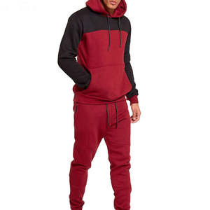 Conjunto Deportivo Informal para Hombre, Sudadera con Capucha Roja y Negra de Dos Tonos, Pantalones Deportivos, OEM ODM - Product Image 2
