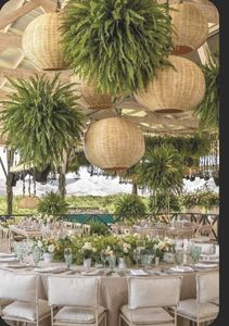 Elegant Minimalist Handcrafted <b>Rattan</b> Decorative Hanging <b>Lantern</b> Woven Ceiling Light Shade for Luxury Wedding Venue Decoration - Product Image 5