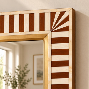 Miroir mural à incrustations d'os rayées, miroir artisanal à incrustations d'os - Product Image 5