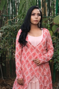 Bohemian Maxi <b>Dress</b> With Paisley Print Long Sleeve V-Neck <b>Loose</b> Fit Georgette Wrap And Tie Summer Casual <b>Dress</b> with Pearl work - Product Image 2