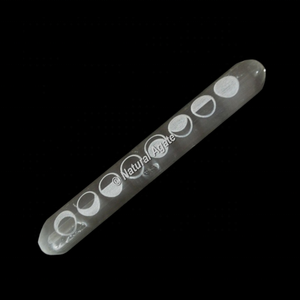 Chakra Symbols Selenite Carved Sticks Natural Energy Stone Healing Reiki <b>Crystal</b> Wand - Product Image 2