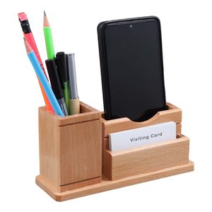 Wooden <b>Desk</b> Organizer with <b>Mobile</b> <b>Phone</b> Stand Pen Pencil <b>Holder</b> and Visiting Card <b>Holder</b> Multipurpose Office Table Organizer - Product Image 1