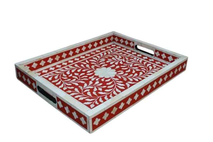 Bandeja Decorativa Rectangular Negra Estilo Art Deco con Incrustaciones de Hueso, Hecha a Mano, para Hoteles y Casas de Lujo, por PERFECT ENTERPRISES - Product Image 2