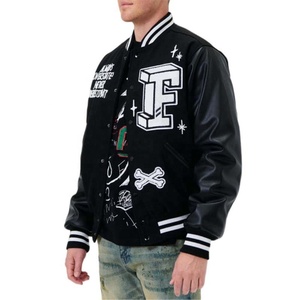 OEM-chaqueta vintage de lana 100% para hombre, Cazadora Bomber con bordado de chenilla para invierno - Product Image 3