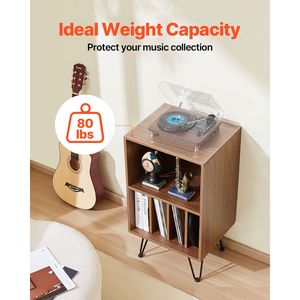 Mobiletto Porta Dischi in Metallo a 3 Ripiani con Gambe, per Camera da Letto e Soggiorno, con Porta CD e Supporto per Giradischi - Product Image 4