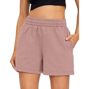 Shorts en polaire pour femmes, doux et confortables, décontractés, taille élastique, coupe mi-haute régulière, chauds pour l'hiver, bas de survêtement écologiques - Product Image 1