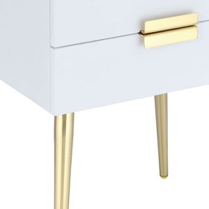 Comodino Bianco e Oro a 2 Cassetti, Elegante Tavolino per Arredamento Camera da Letto - Product Image 5