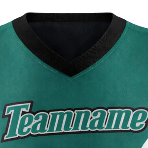 Camiseta de Softbol sin Mangas con Sublimación Total, Diseño de Paneles en Verde Azulado, Negro y Blanco, Uniforme Personalizado para Equipo con Número en la Espalda - Product Image 5