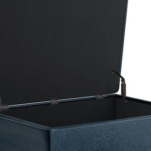 Owen Distressed Dark Blue Storage Ottoman Coffee <b>Table</b> <b>Stool</b> & Ottoman - Product Image 4