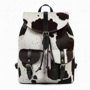 Mochila de Cuero con Pelo de Vaca Auténtico Hecha a Mano, Mochila Unisex de Piel de Vacuno, Proveedor de Personalización de Marca LHBP-0212 - Product Image 1