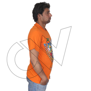 T-shirt pour homme à manches courtes, col rond, coupe classique, en jersey de coton, imprimé « Fresh My Trashy », design personnalisé, couleur orange - Product Image 2