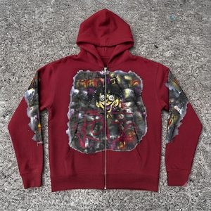 Nouveaux sweats à capuche unisexes avec impression sur écran, 100% coton molletonné, fermeture éclair marron sur le devant, impression graphique, coupe classique, vêtements décontractés pour l'automne - Product Image 5