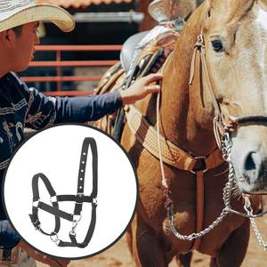 Black Woven Horse Halter With Adjustable Straps And Metal Buckles For Equestrian Riding Halters - Product Image 5