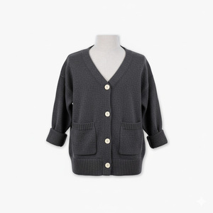 Women Winter Vietnam Cable Knit <b>Cardigan</b> 4 Button Pocket Full Casual V-Neck Solid Color 100% Acrylic Anti-Wrinkle Drop Simple - Product Image 4