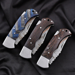 Couteau de survie pliant en acier Damas gravé de qualité supérieure, accents cuivrés, ultra-affûté, durable, édition limitée, OEM, personnalisable - Product Image 4