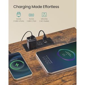 BELLAA Collection App-Controlled Adjustable LED Lights Nightstand Charging Station 2 Drawers Bed <b>Side</b> Table Bedroom Furniture - Product Image 3