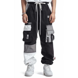 Mens Flare Pants <b>Elastic</b> <b>Waist</b> Drawstring Color Blocked Side Pockets Casual Style Breathable Outdoor Knitted Fabric Autumn Wear - Product Image 2