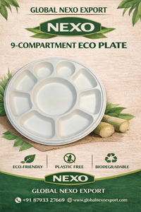 Global Nexo Export GNE-9CP 9-Inch Bagasse Disposable Divided Compartment <b>Lunch</b> Plate Leak-Proof & Heat-Resistant Biodegradable - Product Image 4