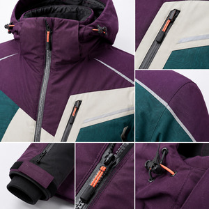 Chaqueta de Esquí para Hombre con Bloques de Color, Impermeable, con Capucha, Material Sintético 10.000 mm, Cierre de Cremallera - Product Image 5