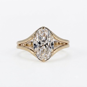 Bague de fiançailles en or rose 18 carats plaqué or, diamant ovale de laboratoire 3 carats 12x8 mm, à double sangle, certifiée IGI, pour usage quotidien - Product Image 5