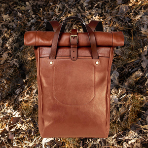 Vintage Cowhide Leather Roll Top <b>Backpack</b> Mens Travel Rucksack <b>Large</b> Capacity Laptop Bag Retro Style LTBP-0068 - Product Image 6