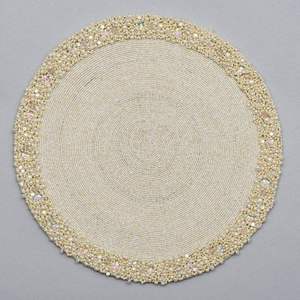 Handcrafted <b>Seed</b> Bead Placemats with Intricate Embroidery Customizable Color & Size for Home Decor Needlework - Product Image 5