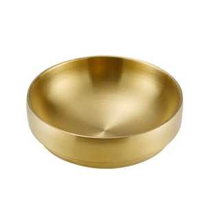Luxury Gold Double Walled Stainless Steel Rice Bowl Insulated Heat Resistant Soup Basin Elegant Metal Tableware for Restaurant - Product Image 1
