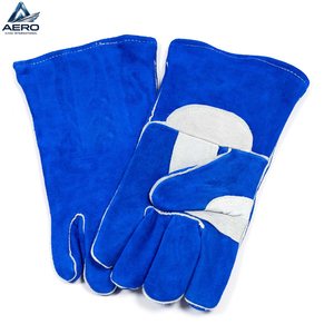 Guantes de Soldadura de Cuero Azul Hechos a Medida, Resistentes al Calor, Protección para Talleres Profesionales - Product Image 3