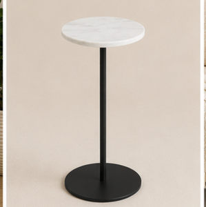 Modern Round <b>Marble</b> <b>Top</b> <b>Side</b> <b>Table</b> with Black Metal Base Minimalist Bedroom Furniture Decorative Accent <b>Table</b> - Product Image 4