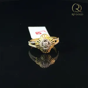 Elegant <b>gold</b> diamond <b>ring</b> with sunburst halo design for women stylish daily wear jewelry perfect for gifting occasions - Product Image 1
