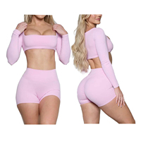 Ensemble de sport deux pièces en dentelle pour femme grande taille, débardeur court et legging de yoga taille haute, respirant