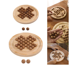 Juego de Mesa Solitario de Madera Clásico Tallado, Set de 9 Piezas con 33 Bolas Lisas, Desafío Estratégico Individual, Regalo Familiar Divertido - Product Image 4